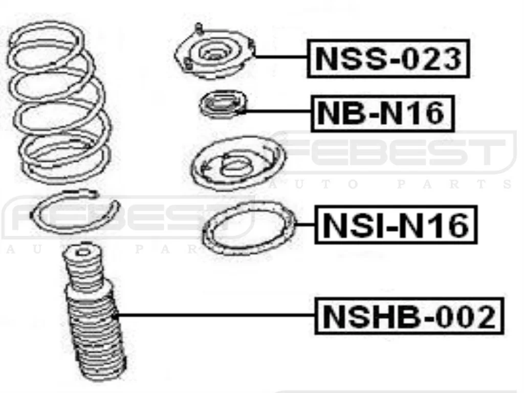 Podkładka gumowa górna sprężyny przód NISSAN ALMERA - [NSI-N16] 54034-BM400 