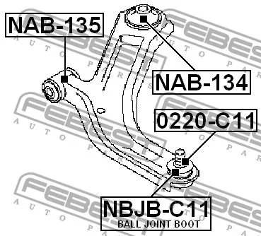 Tuleja wahacza przedniego NISSAN - [NAB-135](#54500­-1JY0A)PRZEDNIA