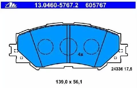 Klocki hamulcowe TOYOTA - [13.0460-5767.2] 04465-42160 