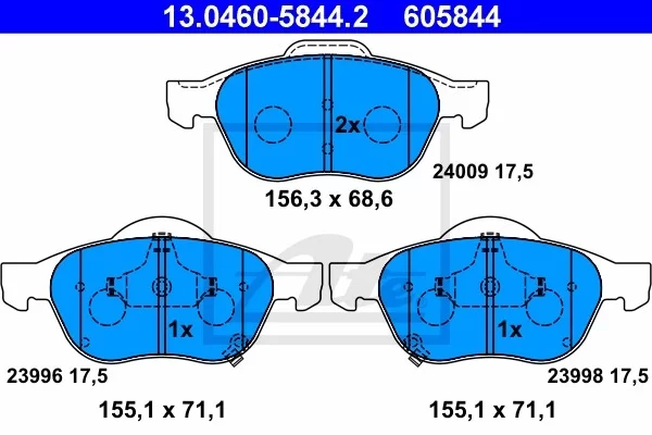 Klocki hamulcowe TOYOTA - [13.0460-5844.2] 2001.07->