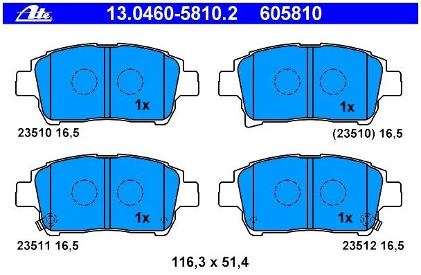 Klocki hamulcowe TOYOTA - [13.0460-5810.2] (tył:tarcze)