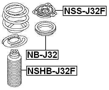 Łożysko górnego mocowania NISSAN - [NB-J32] (54325-JA000,54325JA000) PRZÓD 