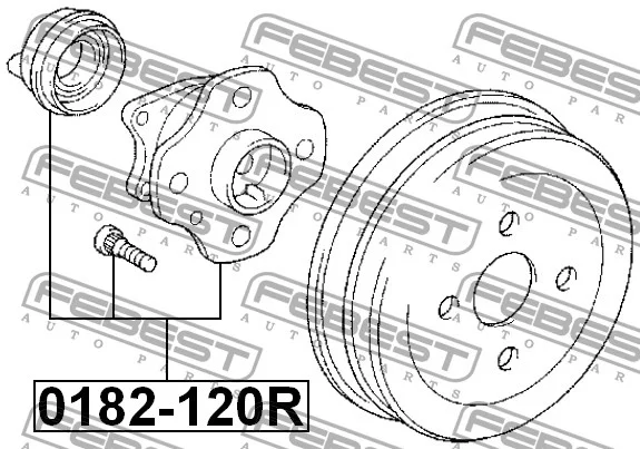 Piasta koła tył TOYOTA - [0182-120R] (42450-12050) (+ABS) 