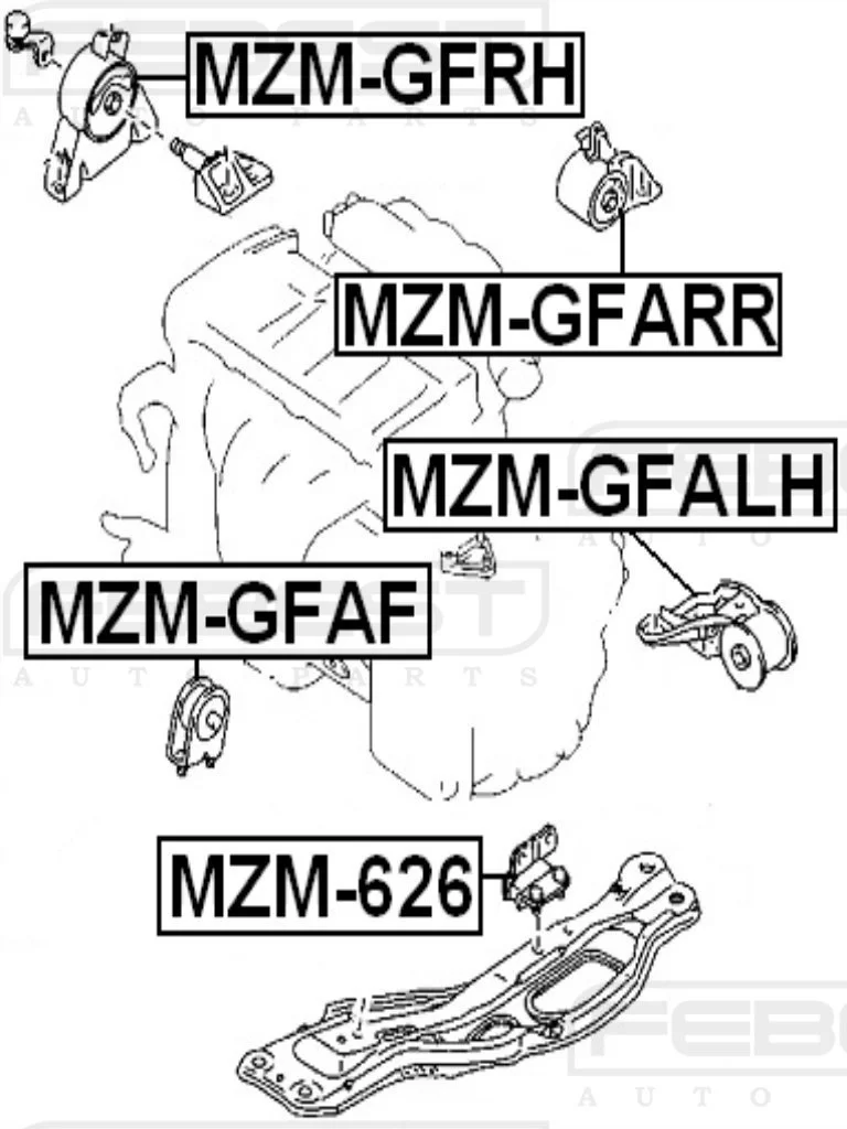 Poduszka silnika lewa - MAZDA  [MZM-GFALH] (GG2P-39-070D,GG2P-39-070C) AT