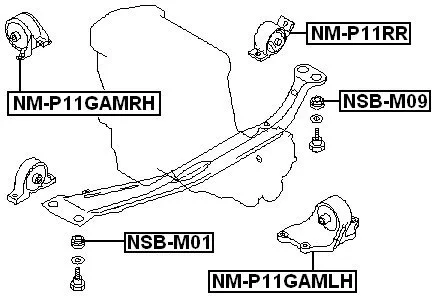 Poduszka silnika lewa - NISSAN [NM-P11GAMLH] 11220-2F000 , 112202F000 PRIMERA