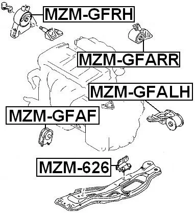 Poduszka silnika prawa MAZDA 626 -[ZPS-MZ-026](G15C39060,G15C39060A) HYDRO