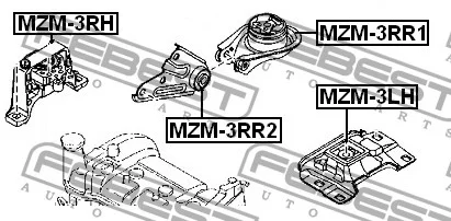 Poduszka skrzyni biegów lewa MAZDA -[MZM-3LH] BP4N-39-070B , 	BP4N-39-070C , BP4N-39-070D