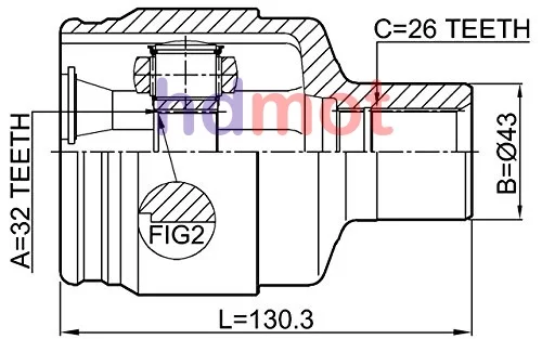 Przegub kpl. CHEVROLET - [1011-EVMTRH ] 96335428 , 96238259 32X43X26 PRAWY