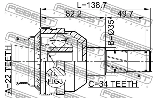 Przegub kpl. CHEVROLET - [1111-T200](96489845) 22х35х34