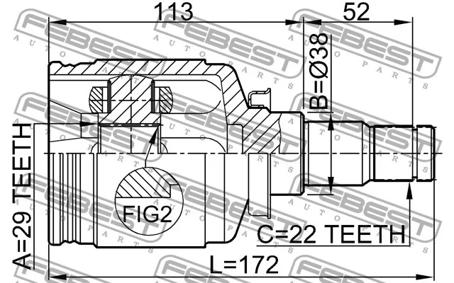 Przegub kpl. CHEVROLET - [1111-J200](96245311) 29x38x22