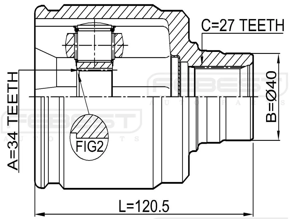 Przegub kpl. HONDA - [0311-CL20RH](44310-SEA-E90) 34X40X27   PRAWY  