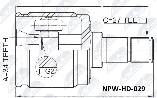 Przegub kpl. HONDA - [NPW-HD-029] 44310-SEA-E00 , 44310SEAE00  34X40X27   LEWY  