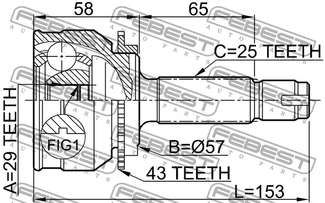 Przegub kpl. MITSUBISHI - [ 0410-038A43](MN180244) 29x57x25