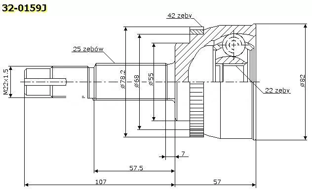 Przegub kpl. NISSAN - [32-0159J](+ABS)