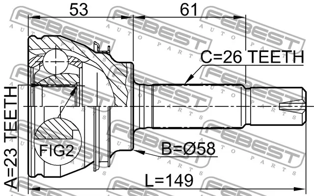 Przegub kpl. TOYOTA - [ 0110-054](43410-02180 43410-12490) (-ABS) 23x58x26