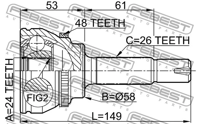 Przegub kpl. TOYOTA - [0110-055A48](43410-12670 43410-12670) (+ABS) 24x58x26 (48)