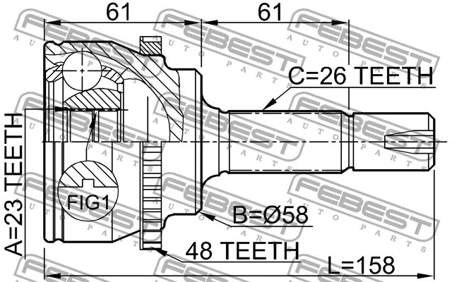 Przegub kpl. TOYOTA - [ 0110-ZZE120A48](43420-02270 43460-09601) (+ABS) 23x58x26 (48)