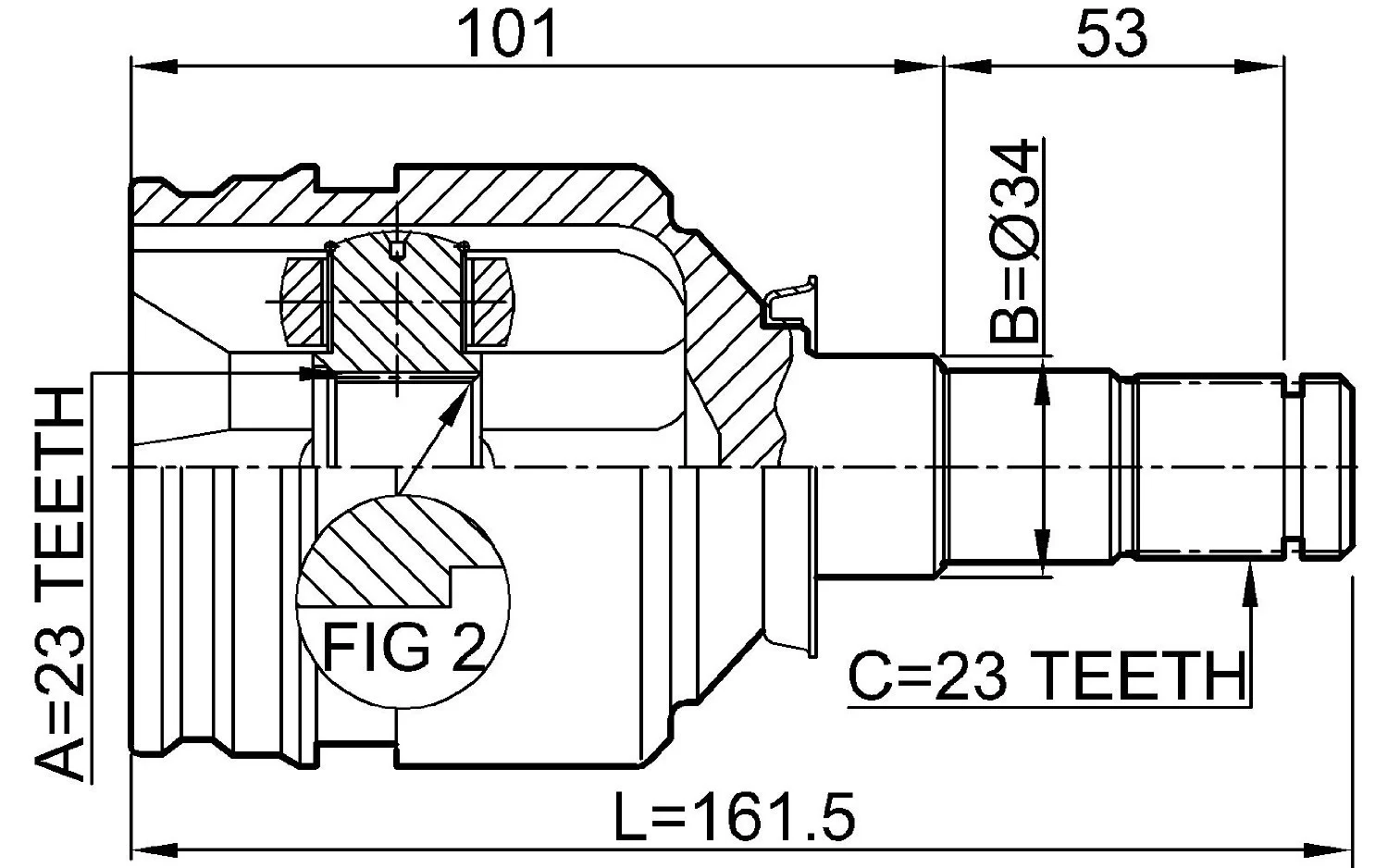 Przegub wewn.kpl. TOYOTA - [0111-1NZFE](43403-10010 43403-10011)  23X34X23