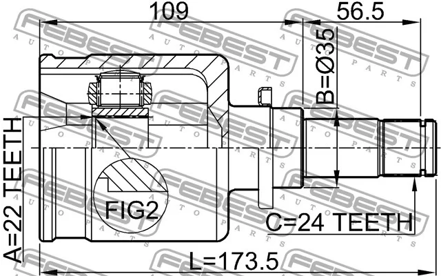 Przegub wewn. LEWY kpl. MAZDA - [0511-M316MTLH](FG0122620A) 22X35X24 MANUAL TRANSMISSION