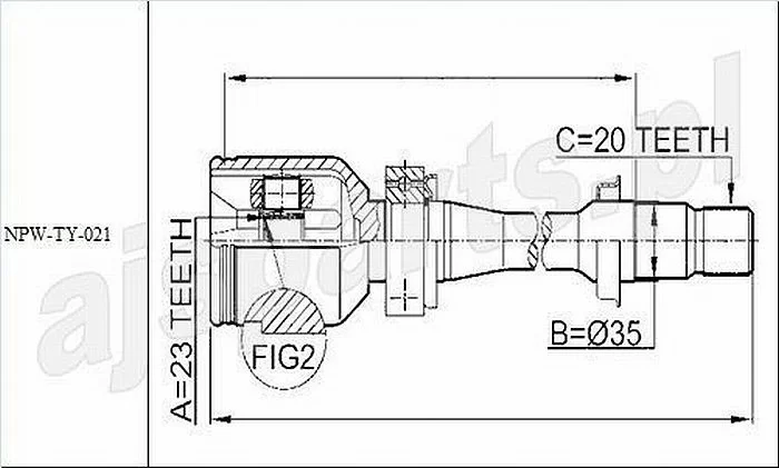 Przegub wewn. PRAWY kpl. z półosią TOYOTA - [NPW-TY-021](43030-05050) 23x35x20