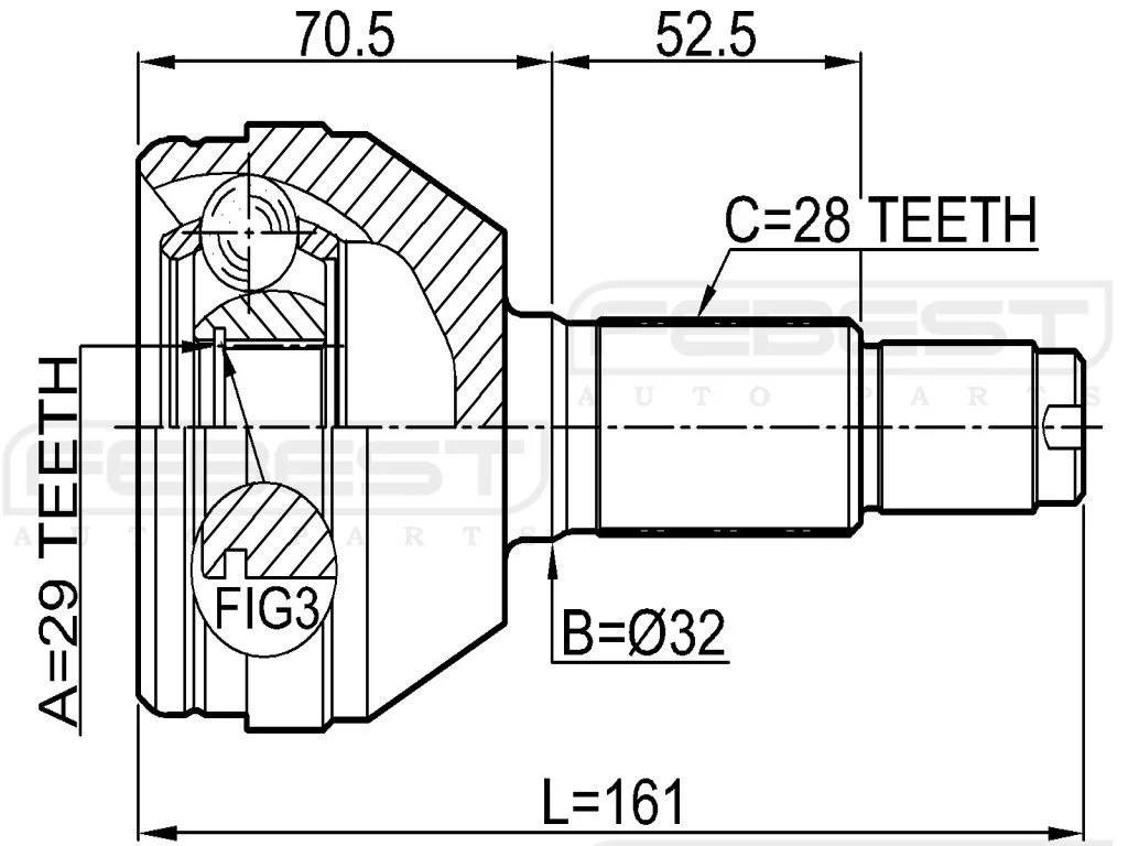 Przegub zewnętrzny CHEVROLET- [1010-V200] 29X32X28 96481002