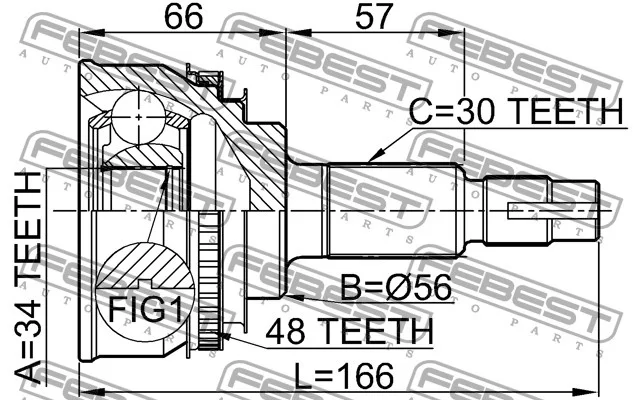 Przegub zewnętrzny TOYOTA - [0110-028A48](+ABS) 34/56/30 (48)