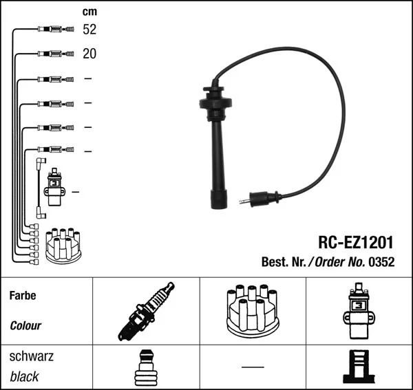 Przewody zapłonowe kpl. MAZDA - [RC-EZ1201  0352]