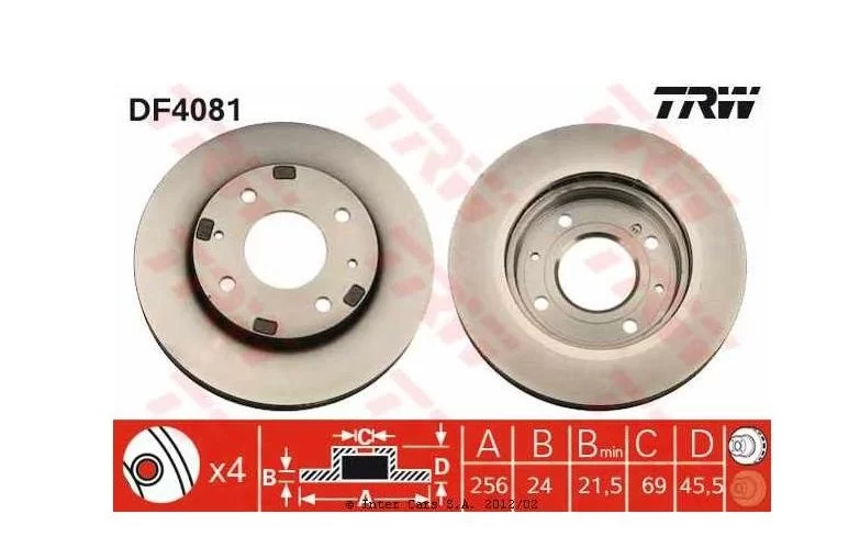 Tarcza hamulcowa MITSUBISHI - [DF4081](MR205585) 256/45/24/4