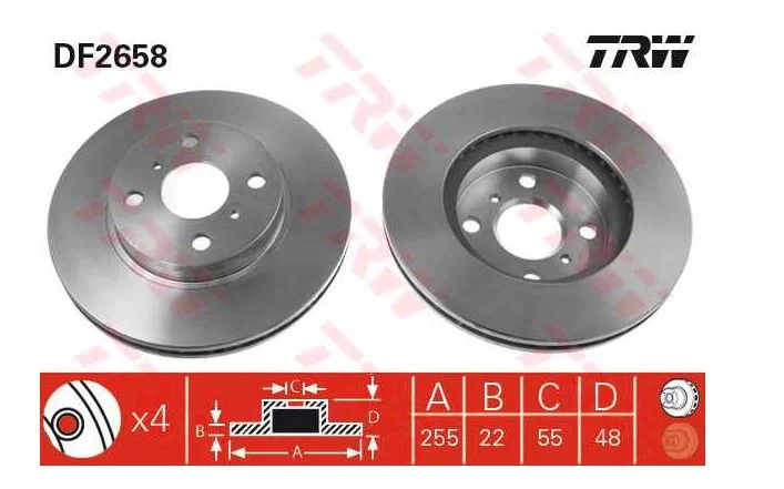 Tarcza hamulcowa TOYOTA - [DF2658] - TRW