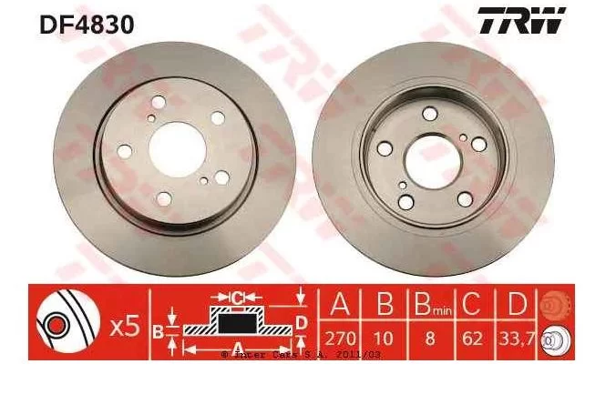 Tarcza hamulcowa tył TOYOTA - [DF4830]