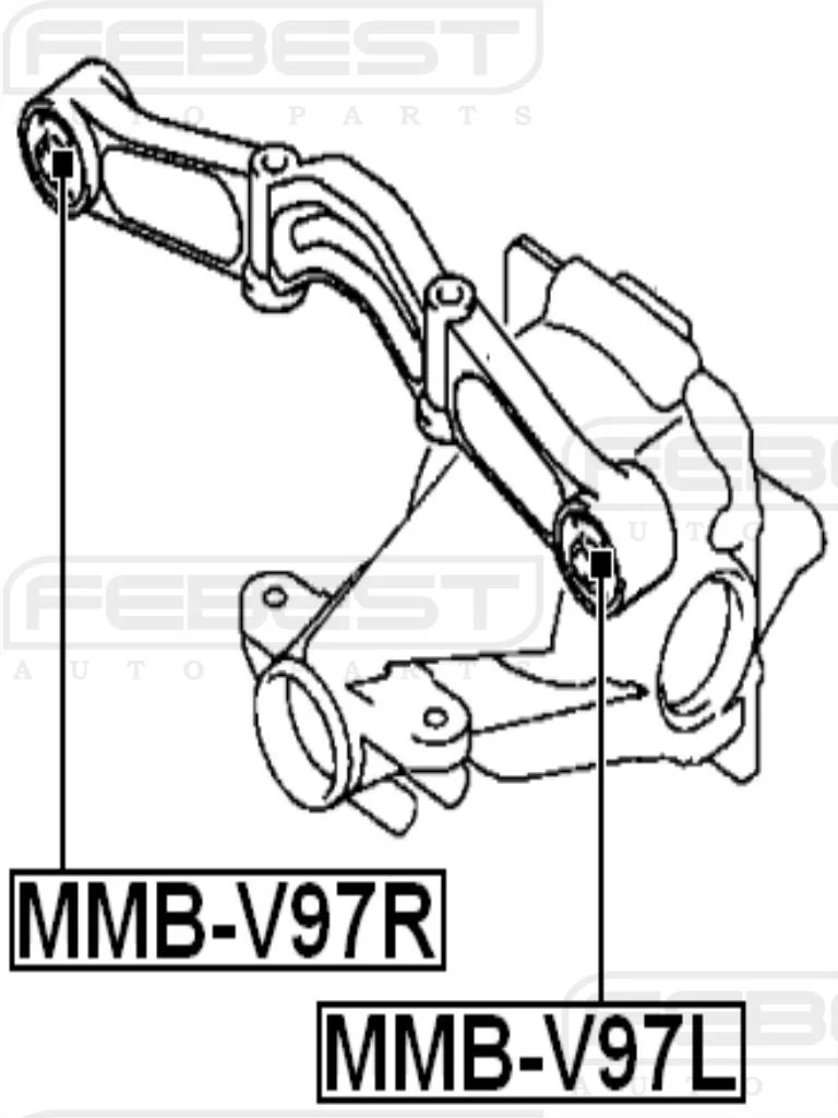 Tuleja podpory tylnego mostu - MITSUBISHI  [MMB-V97R] PRAWA (05105309AA / AB , 4100A036, MN101427, MR374877, 3517A027, 3517A006, MR554289