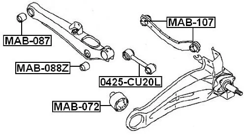 Tuleja pływająca wahacza tylnego poprzecznego/tylnego łukowego - DODGE MITSUBISHI [ZTT-MS-007D] 4113A062