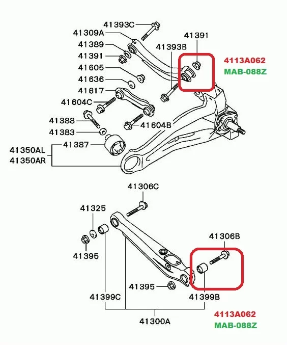 Tuleja pływająca wahacza tylnego poprzecznego/tylnego łukowego - DODGE MITSUBISHI [ZTT-MS-007D] 4113A062