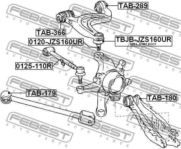 Tuleja przednia wahacza wleczonego tylnego LEXUS - [TAB-179](#48710-30190­)