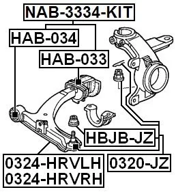 Tuleja przód wahacza przedniego HONDA - [HAB-034] 51350-S2H-G02,51360-S2H-G01