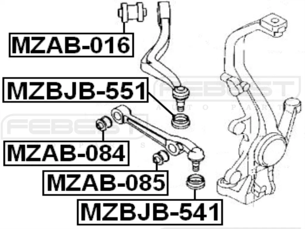 Tuleja środkowa wahacza dolnego prostego  MAZDA-[MZAB-085] GJ6A-34-710A , GJ6A34710A