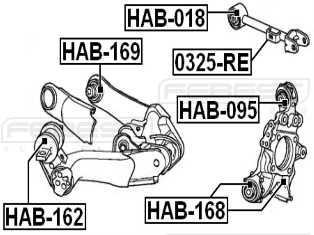 Tuleja tylna wahacza tylnego poprzecznego HONDA - [HAB-169] 52371SWAA10