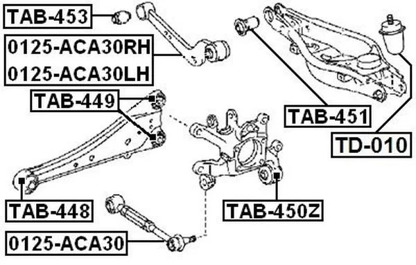 Tuleja sztywna wahacza górnego łukowego TOYOTA - [TAB-453](#48770-42040,#48790­-42020­)