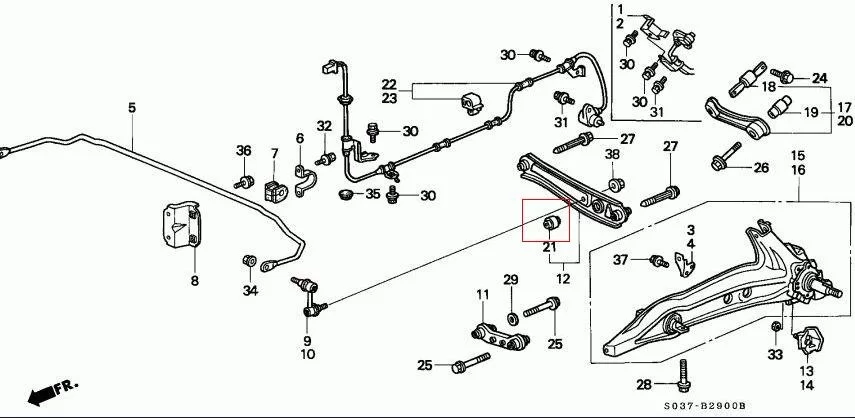 Tuleja środkowa wahacza poprzecznego dolnego  - HONDA [J54017AYMT](52622-SH3-013)