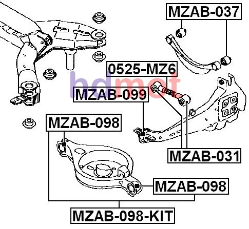 Tuleje wahacza poprzecznego dolnego tył MAZDA - [ZTT-MZ-016D] G26A-28-300A , G26A-28-350A komplet