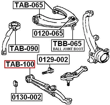 Tuleja wahacza przedniego (część przednia) LEXUS TOYOTA - [TAB-100](#48069-53010,48068-53010)