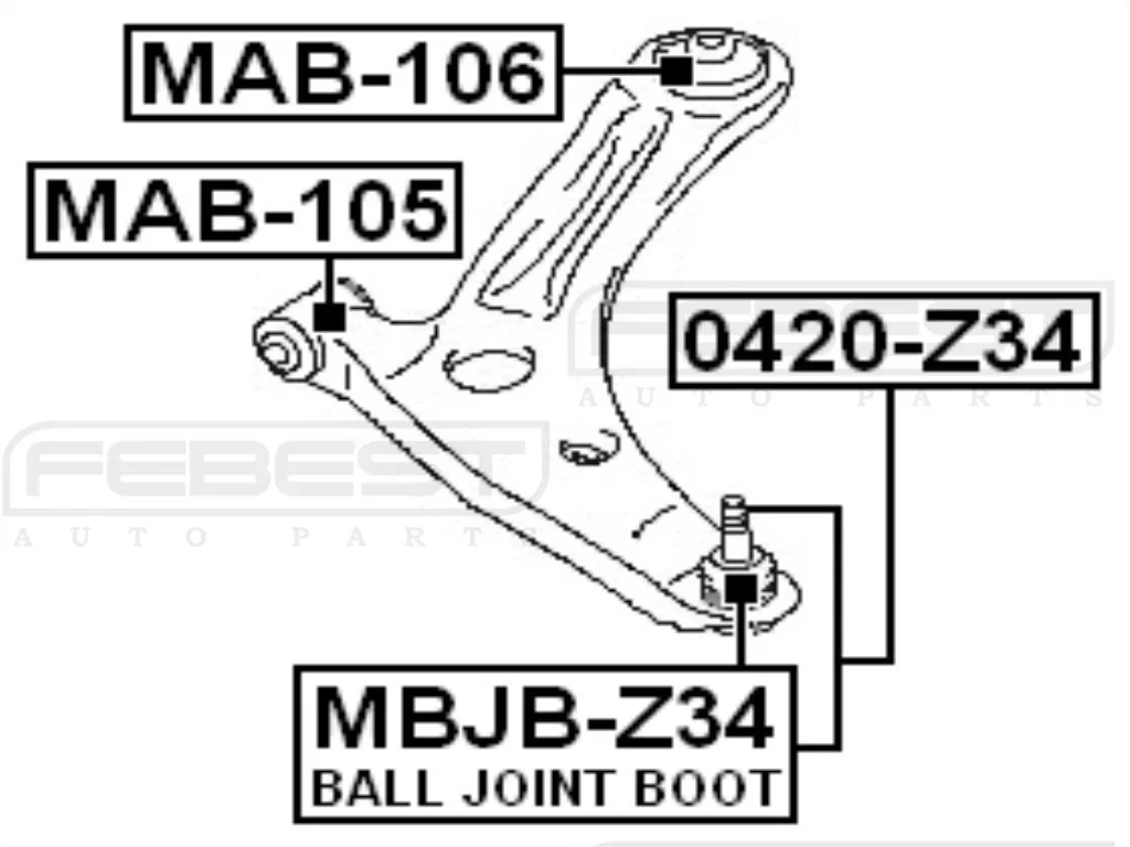 Tuleja wahacza przedniego - MITSUBISHI [MAB-106] tylna