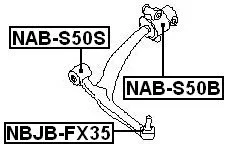 Tuleja wahacza przedniego - INFINITI [NAB-S50B] tylna 54500-CG200 , 54501-CG200