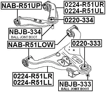 Tuleja wahacza przedniego dolnego - [NAB-R51LOW] # 54501-EB31A , 54501EB31A , 54501EB70A , 54501EA000