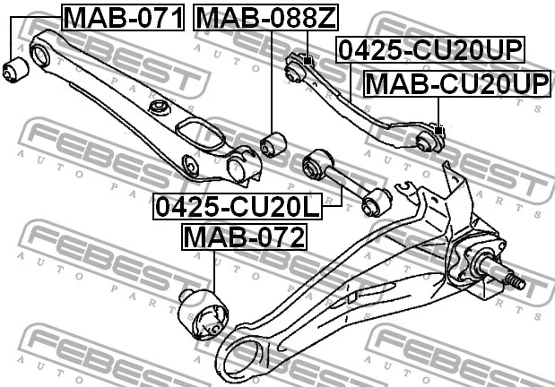 Tuleja pływająca wahacza tylnego poprzecznego/tylnego łukowego - DODGE MITSUBISHI [ZTT-MS-007D] 4113A062