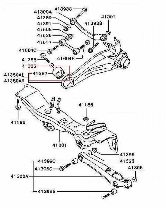 Tuleja wahacza tylnego wzdłużnego - MITSUBISHI [Q005-1480]  4120A001 do wahacza MR519029,MR519030