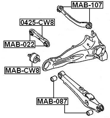 Tuleja wahacza tylnego wzdłużnego - DODGE MITSUBISHI [Q005-1823] 4120A125, MN101430 