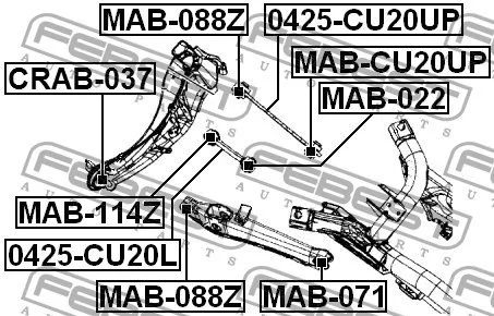 Tuleja wahacza tylnego wzdłużnego - CHRYSLER DODGE [CRAB-037]#05105927AA