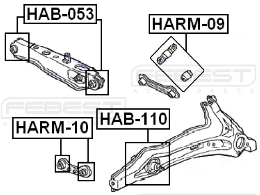 Tuleja wahacza tylnego wzdłużnego - HONDA [HAB-110F] 52372S0XA01, 52385SK7N02 wersja wzmocniona