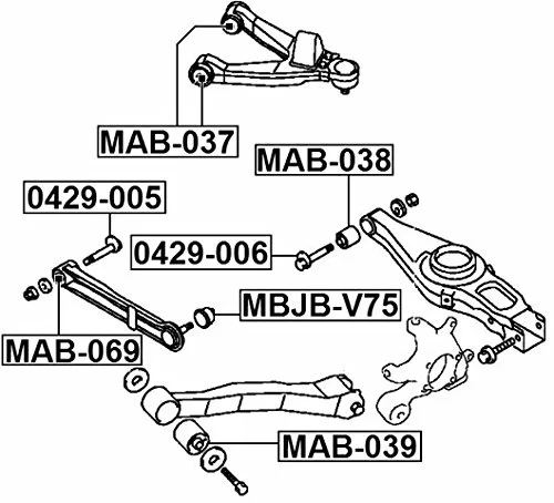 Tuleja wahacza tylnego ze sworzniem - MITSUBISHI  [MAB-069] MR508134  